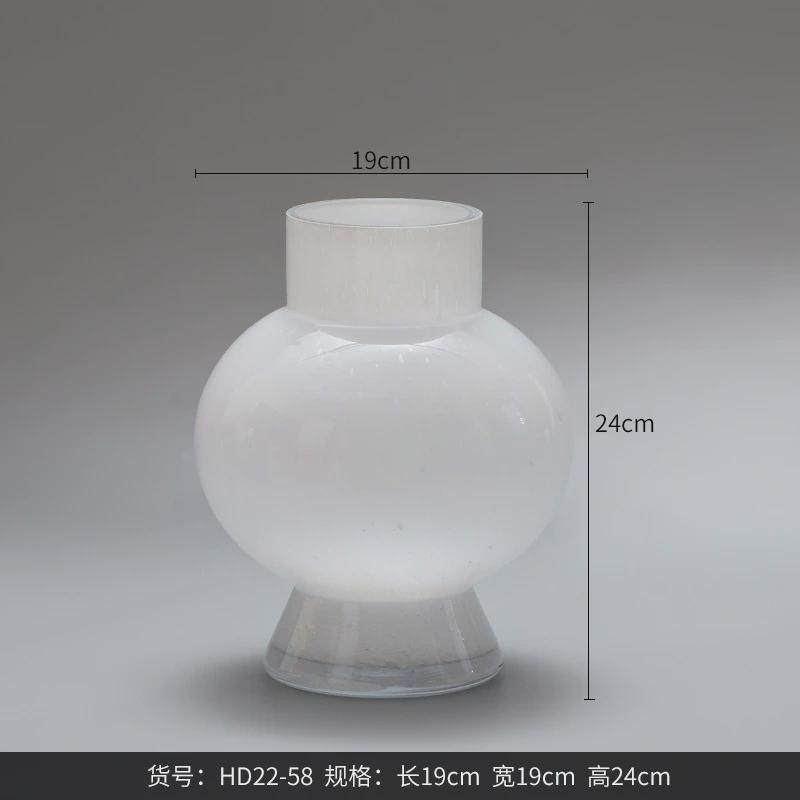 Bestwest简约月光白中古水培玻璃花瓶软装饰品高级感花器摆件