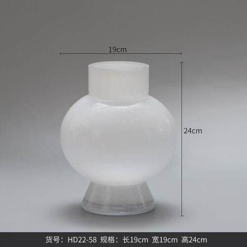 bestwest简约月光白中古水培玻璃花瓶花器饰品高级感软装摆件