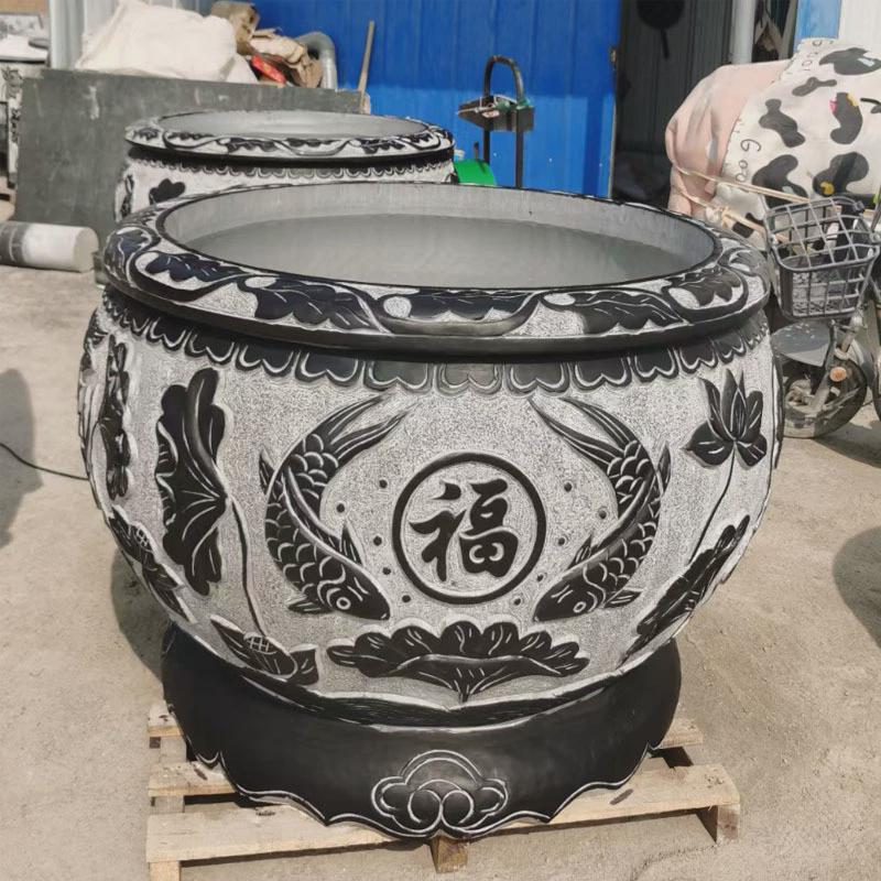 石雕鱼缸青石庭院摆件鱼缸花岗岩大理石花盆别墅仿古厂家供应
