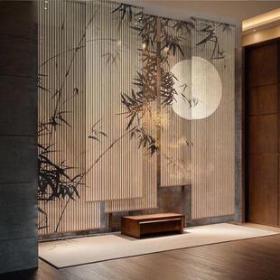 卷帘遮挡屏风帘子 饰帘布艺客厅软隔断帘窗帘半透明中式 热销挂式 装