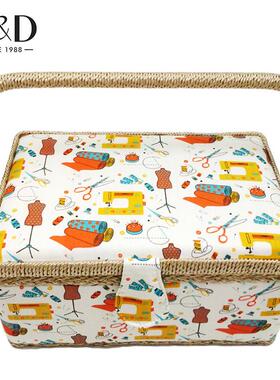 热加大e款品中号欧式布艺针线盒居家日用家居手提针线篮子