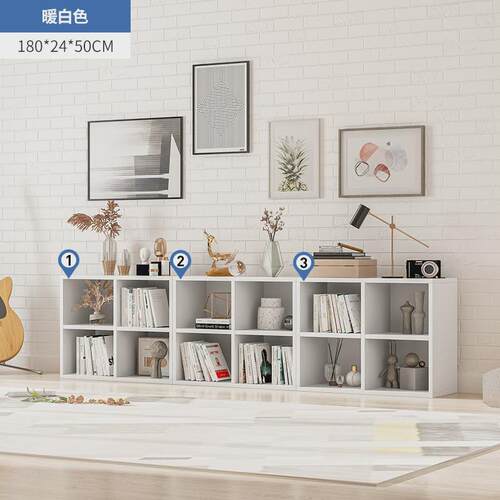 归飘窗柜储物柜书柜一体落地仿实木阳台杂物收纳置物柜矮柜简易蔷