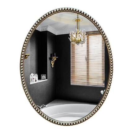 法式复古美式椭圆镜卫生间挂浴室镜子洗手台灯镜led欧式智能镜