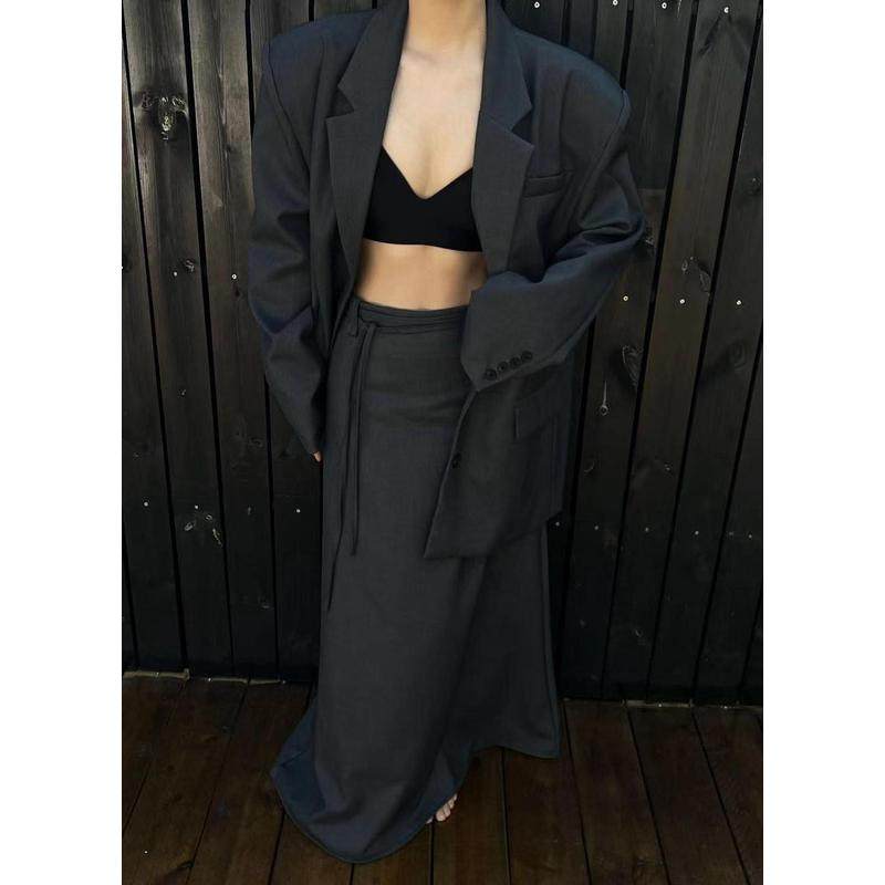 日了个韩｜宽松时髦廓形中长款+绑带腰带套装,女装/女士精品,时尚套装,淘宝优惠券,粉丝福利购,淘宝优惠卷