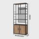 新中式 饰书柜复古书架玄关展示架 博古架办公铁艺隔断置物架落地装
