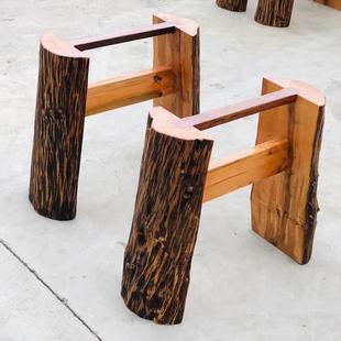 实木大板桌脚原木茶桌架子新中式桌子腿实木脚架奥坎花梨大板支架