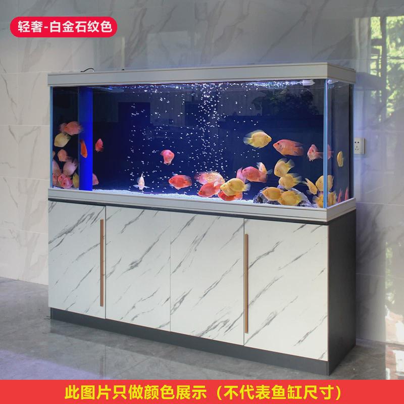 鱼缸客厅轻奢中大型2024新款家用下过滤超白玻璃免换水水族箱屏风
