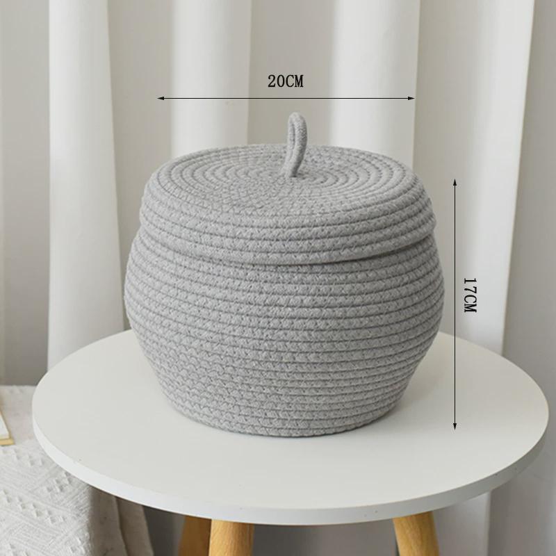 衣物圆编织收纳筐收纳篮收纳储物筐子棉绳编织手工可折叠脏衣篮