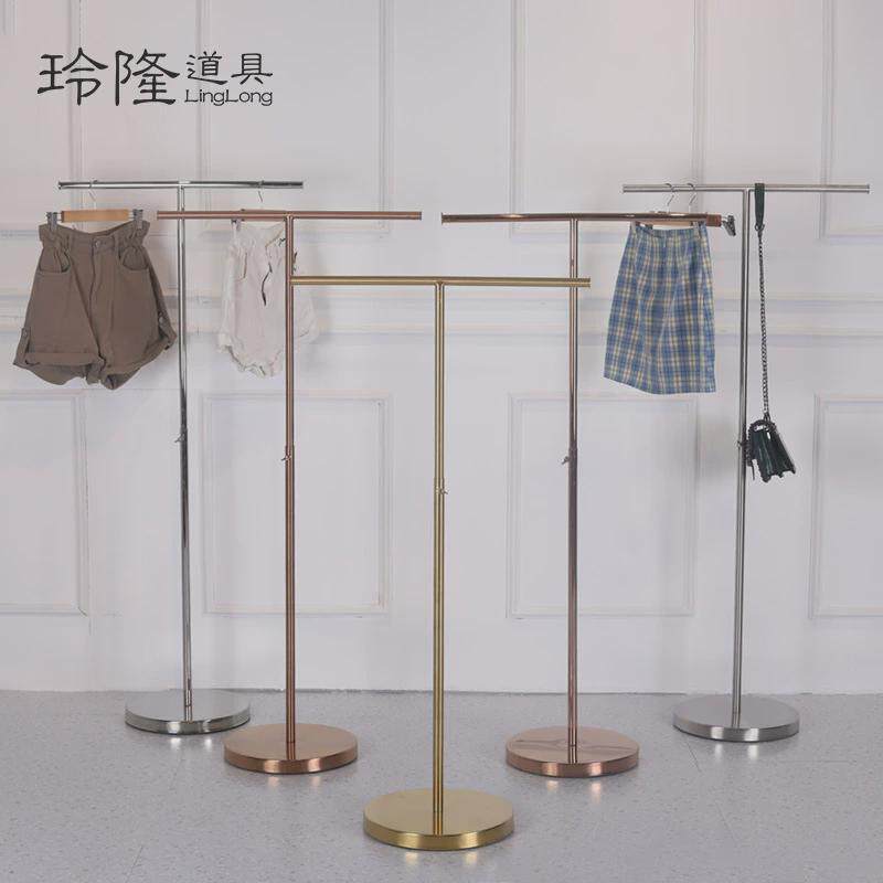 落地式T型架不锈钢架子展示架收纳中岛货架服装店皮具大包挂架