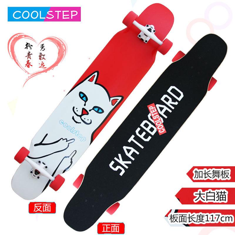 长板四轮滑板初学者成人男女生公路刷街双翘青少年舞板专业滑板