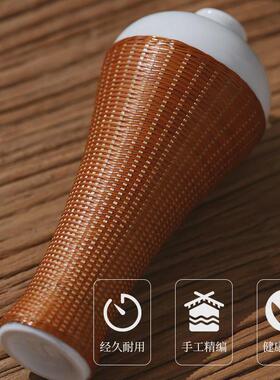 中式创意非遗手工瓷胎竹编工艺竹丝扣茶室摆件花瓶梅瓶茶桌花器