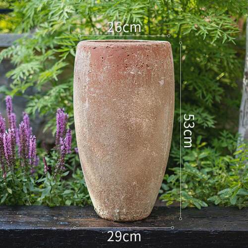 水泥花盆大号圆形装饰花器摆件落地仿古粗红陶花园庭院绿植盆