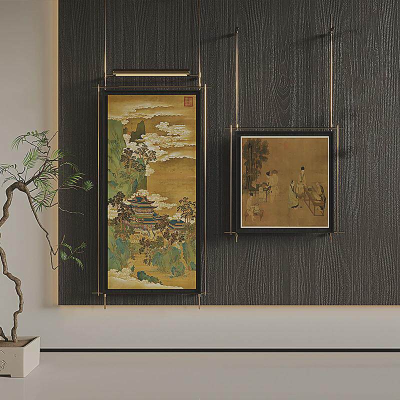 现代简约画金属创意壁灯吊杆网红立体装置装饰画新中式高档挂饰品