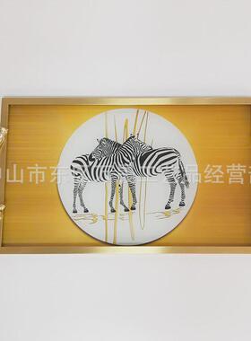 轻奢简约桌面收纳托盘高档橙色玻璃茶盘客厅茶几餐桌样板房装饰品