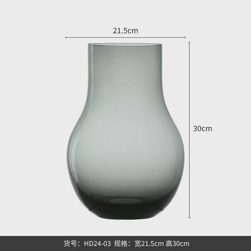 博西家居马醉木高档青灰色葫芦形玻璃花瓶摆件家居装饰品花器