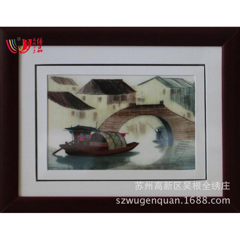 苏绣成品挂画客厅书房装饰画苏州手工刺绣精美礼品水乡