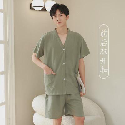 高品质艾灸服纯棉扣开衫男女按摩足疗美容服理疗服后背开前后新款