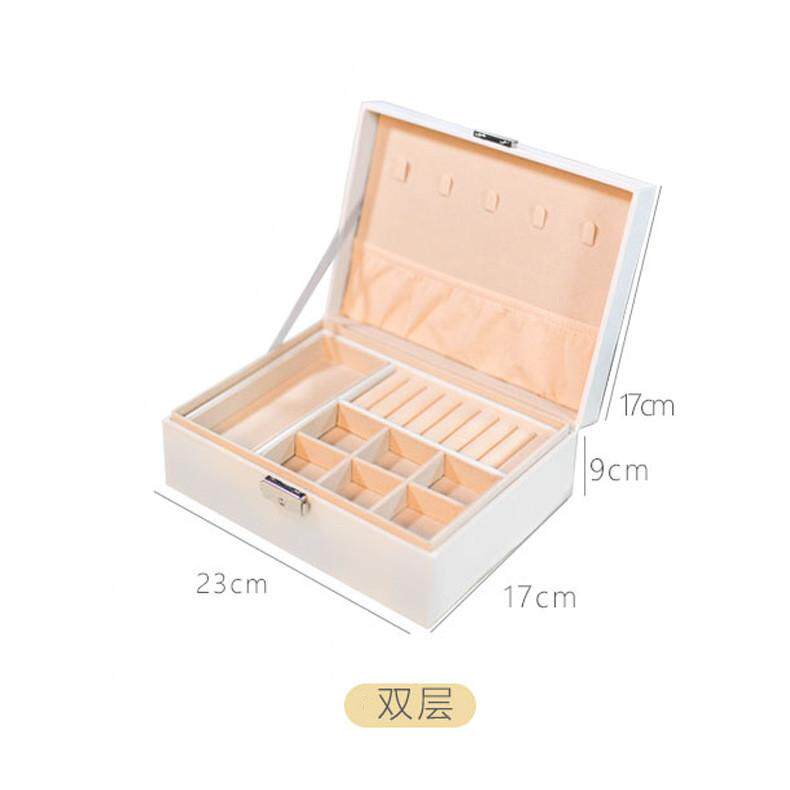 新款双层大容量pu首饰盒便携皮质珠宝首饰收纳盒项链戒指首饰手表