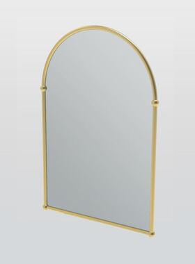 J6DA美景复古黄铜拱形智能浴室镜金色卫生间挂墙发光镜子法式梳妆