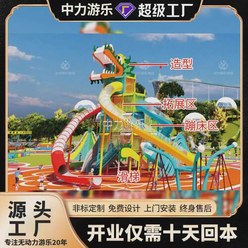 大型非标不锈钢滑梯文旅景区儿童乐园组合滑梯无动力游乐设施厂家