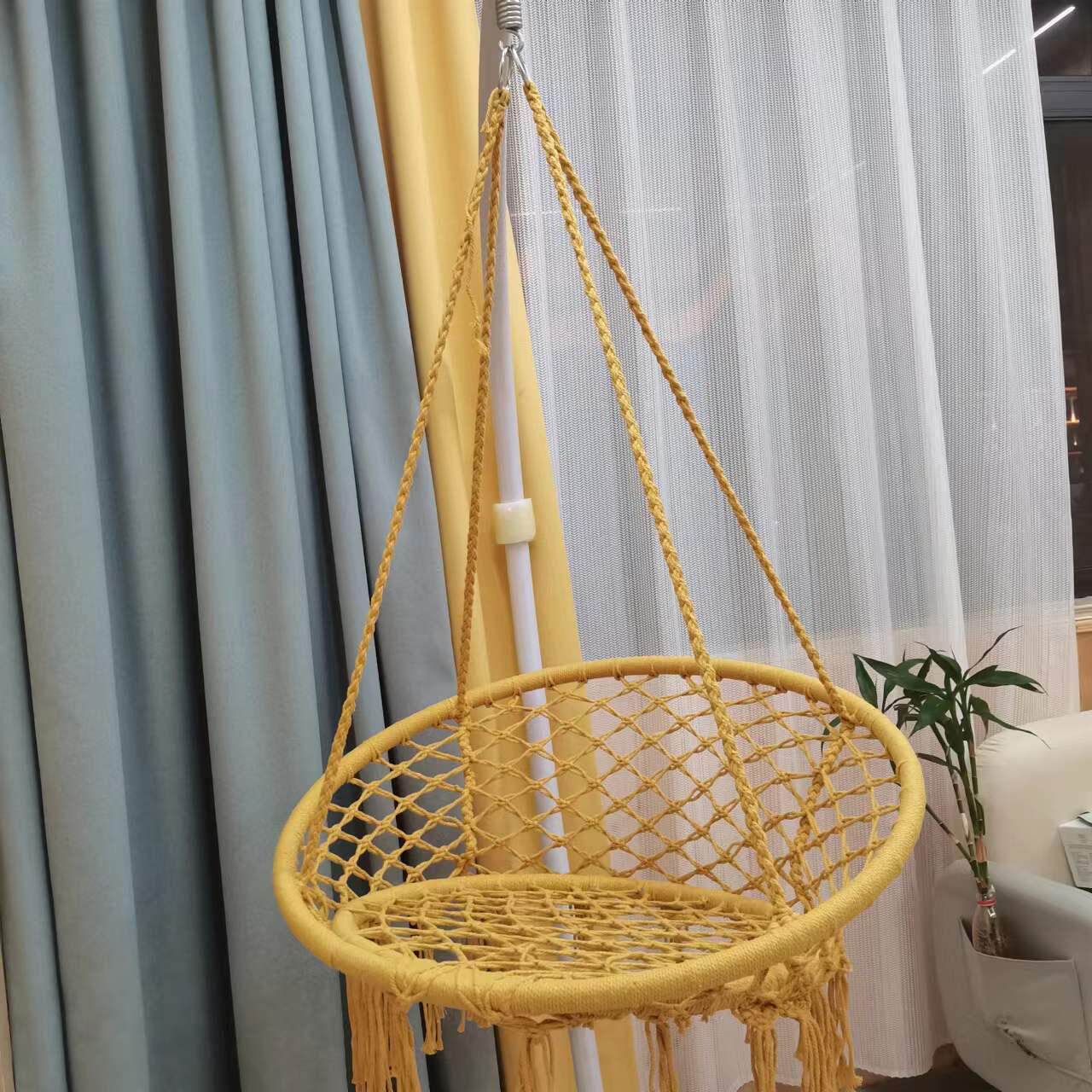 厂家直销吊篮ins北欧风吊椅吊床棉绳编织吊篮流苏秋千吊篮