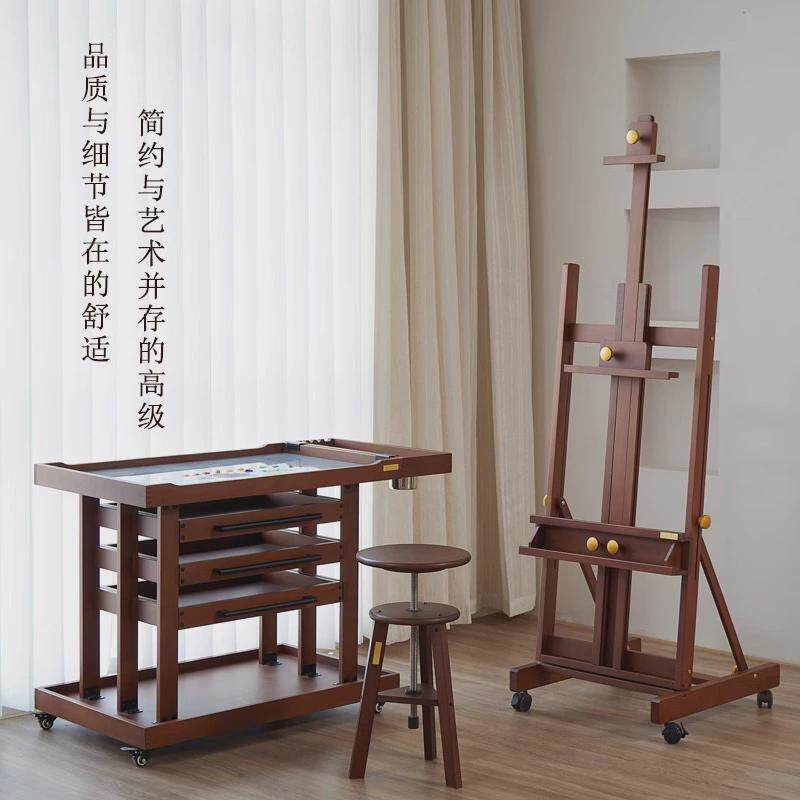 DJAR专业艺术家画架美术生专用实木落地式复古素描水彩油画架画板