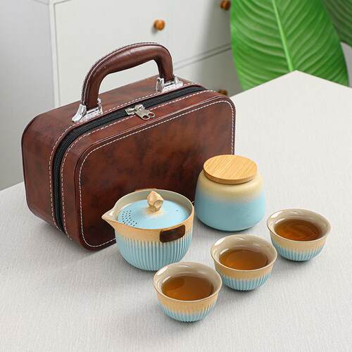 热销旅行茶具套装车载户外露营旅游便携式茶具简约一壶泡茶壶三杯