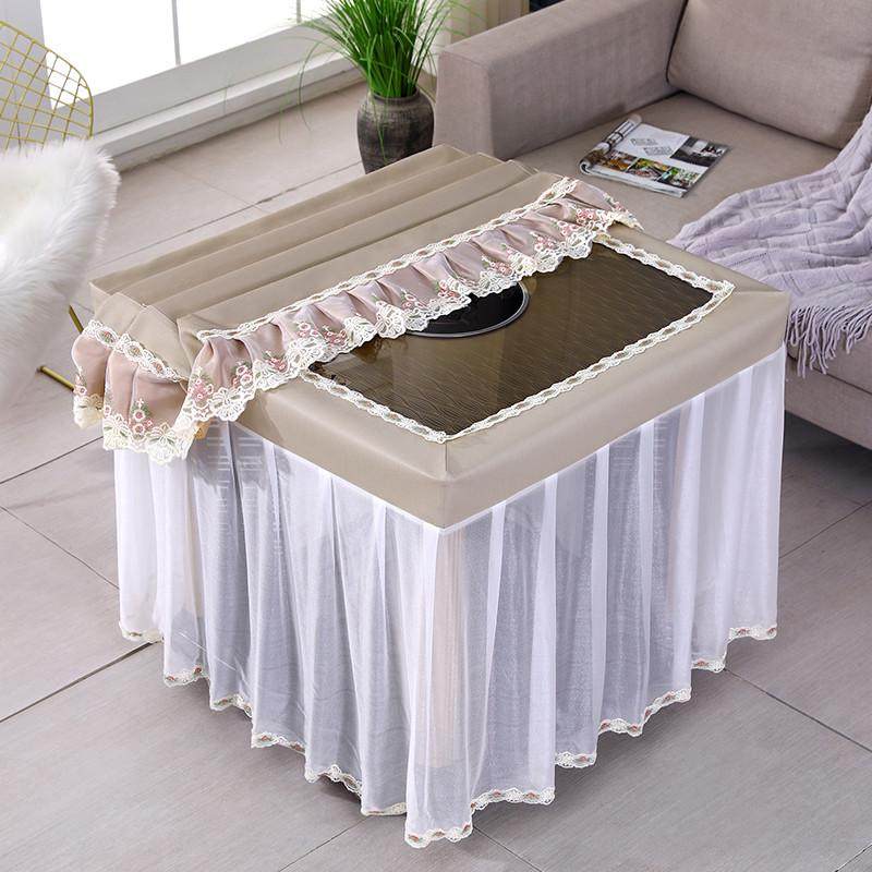 Q683夏季电炉罩套防水防油防烫烤火桌罩套家用客厅茶几套罩蕾丝防