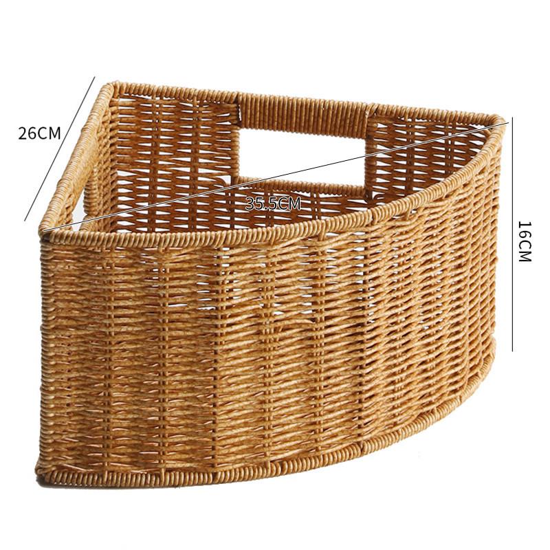 61k3扇形收纳筐弧形卧室衣柜转角置物篮家用墙角三角储物箱仿藤