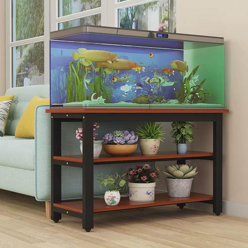 钢木实木鱼缸底柜金属鱼缸架子底座不锈钢草缸底架铁艺鱼缸柜