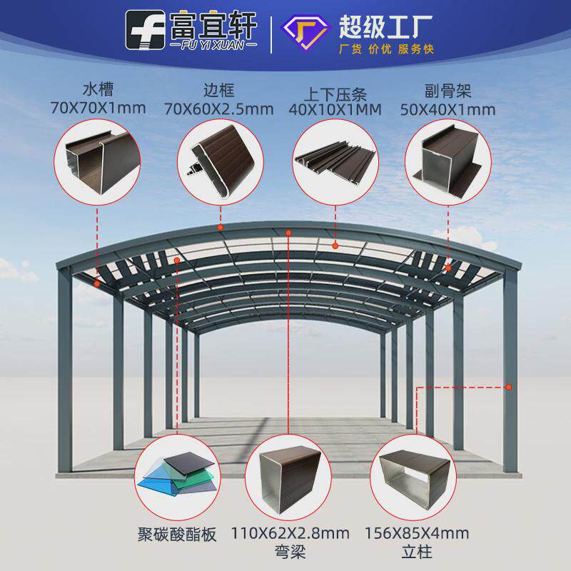 铝合金车棚汽车停车棚别墅家用车棚庭院户外车棚小区室外停车雨棚