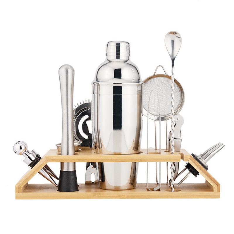 热销调酒器套装不锈钢13件套750ml摇壶鸡尾酒雪克壶调酒杯酒吧工
