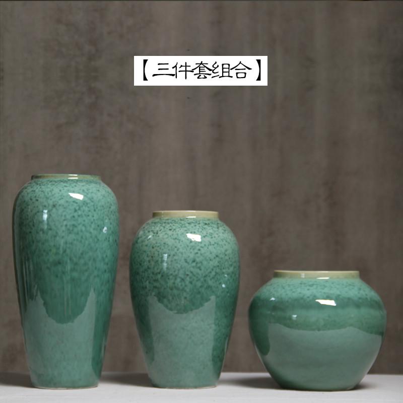 景德镇中式台面粗陶大花瓶现代简约客厅电视柜陶瓷复古手工陶罐大