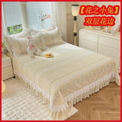 公主风单件床罩韩版新款床盖三件套四件套加厚花边床裙炕四季通用