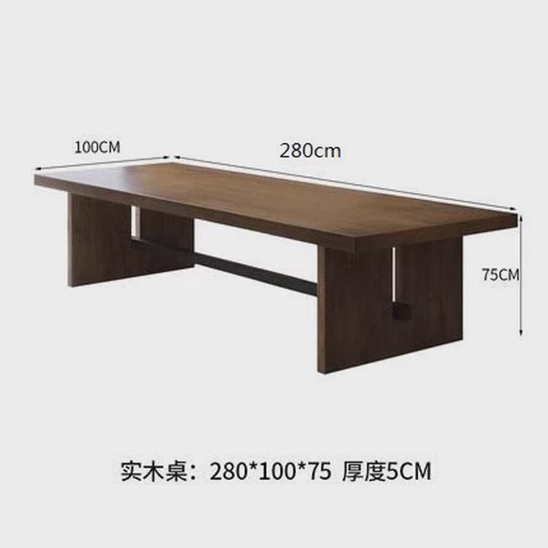 美式大型会议桌实木长条桌简约办公桌椅组合条形洽谈长桌子工作台