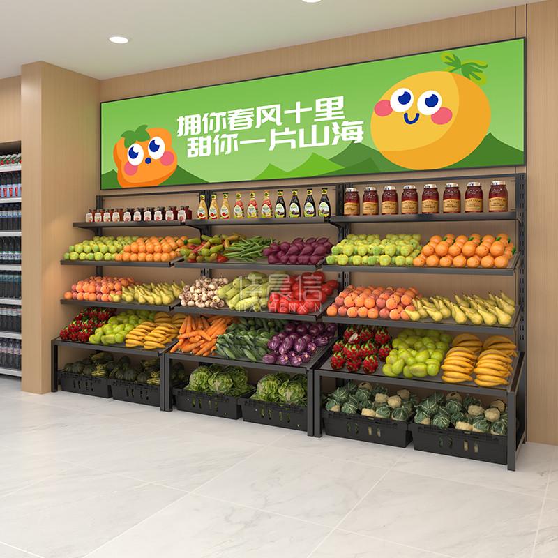 佳晨信生鲜水果店货架展示架单面靠墙超市便利店蔬菜货架小型店铺
