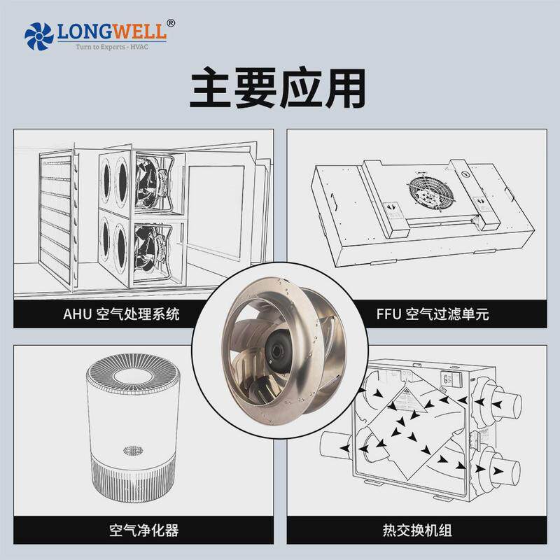 ec后离心风机倾560mm双滚珠轴承离心涡轮风机空气净化设备风机