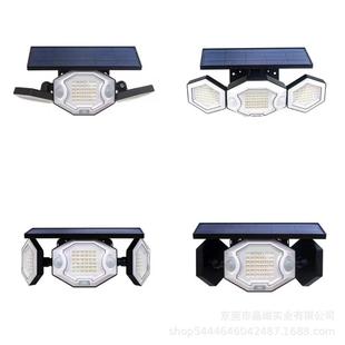 太阳能庭院灯防水三面照明人体感应投光灯户外大门室外专用壁灯