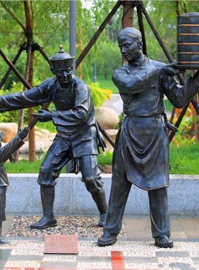 现代人物铸铜雕塑城市商业步行街真人中式民俗铜像肖像艺术品摆件