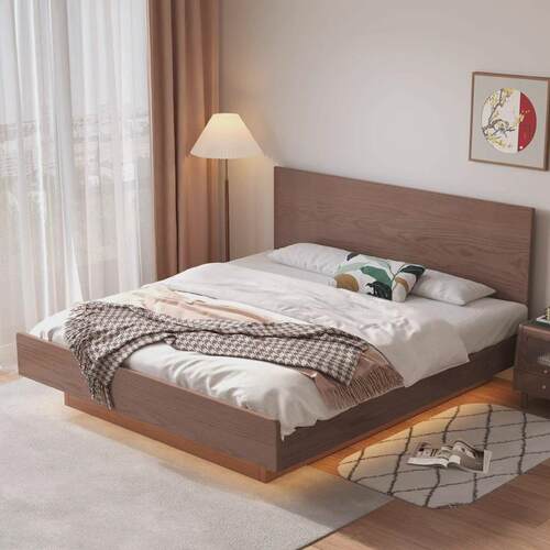 新中式实木储物木床悬浮箱体床超薄齐边节约空间气压高箱双人收纳