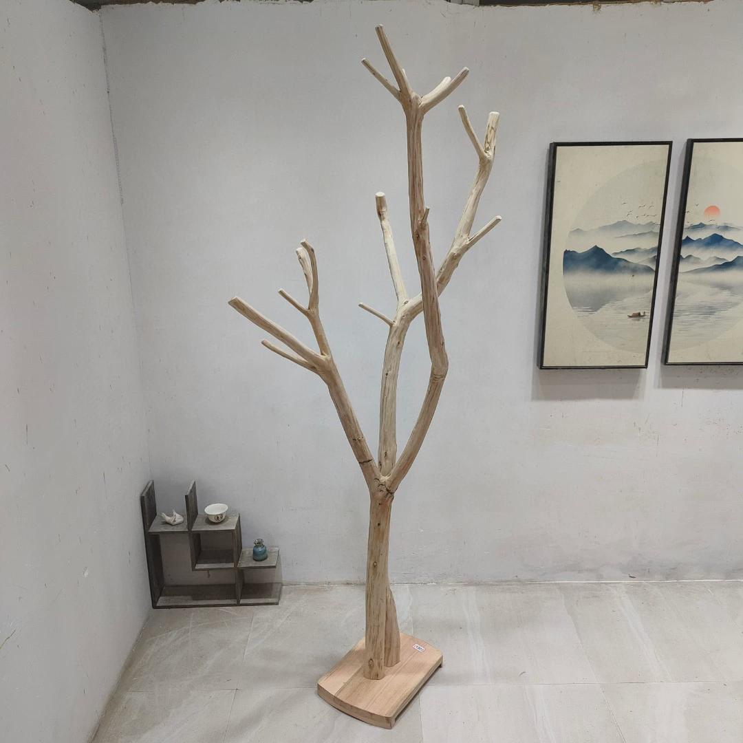 实木根雕衣帽架家用挂衣卧室置物架房间简约原木架全实木
