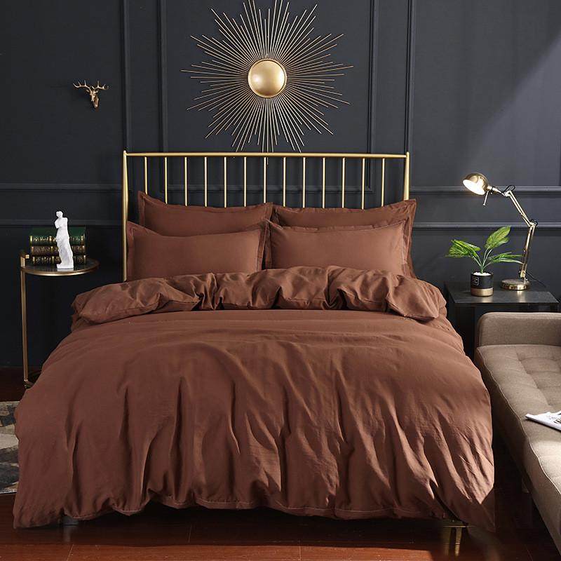 家纺厂家直供欧美床单被套磨毛四件套家用纯色枕套床上用品批发