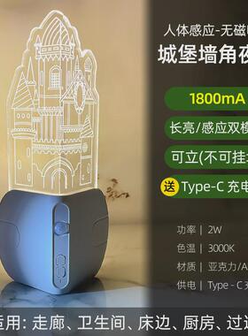 城堡小夜灯护角条护墙角保护防撞装饰氛围灯客厅转角感应灯睡眠灯