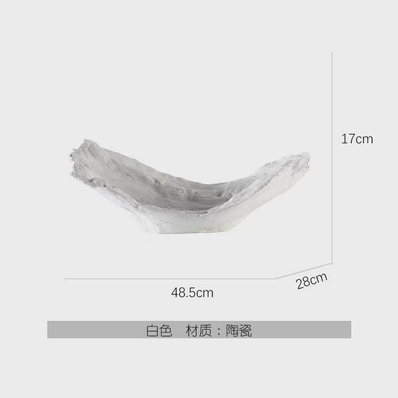 现代极简创意黑白色陶瓷花瓶托盘摆件家居样板间售楼处民宿装饰品
