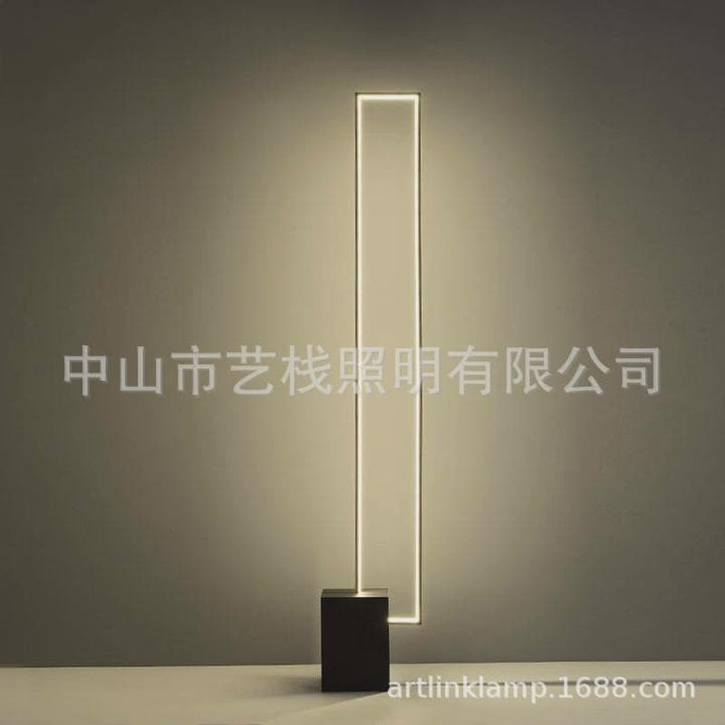 极简砂黑落地灯-四方体底座四方灯体