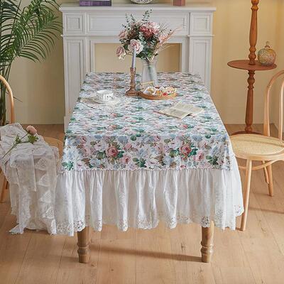 北欧ins风白色蕾丝桌布美式田园小清新长方形餐桌布艺茶几布盖布