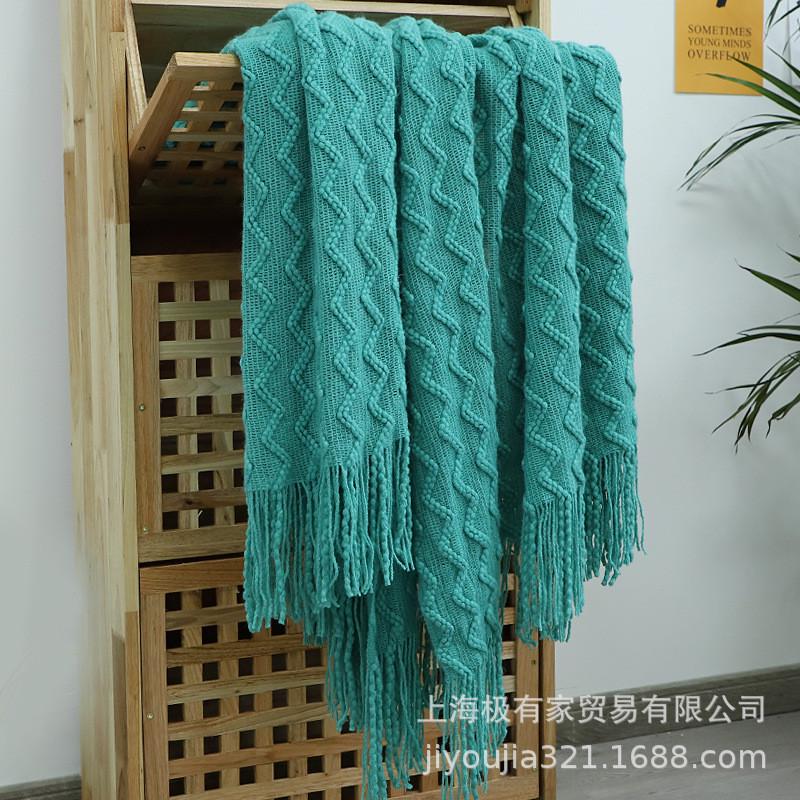 北欧纯色简约针织毯民宿样板间床尾毯酒店床尾巾搭毯床旗沙发毯子