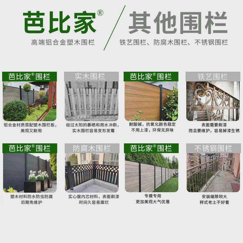 别墅塑木围栏户外护栏栅栏铝合金院子围墙板花园露台庭院防腐木