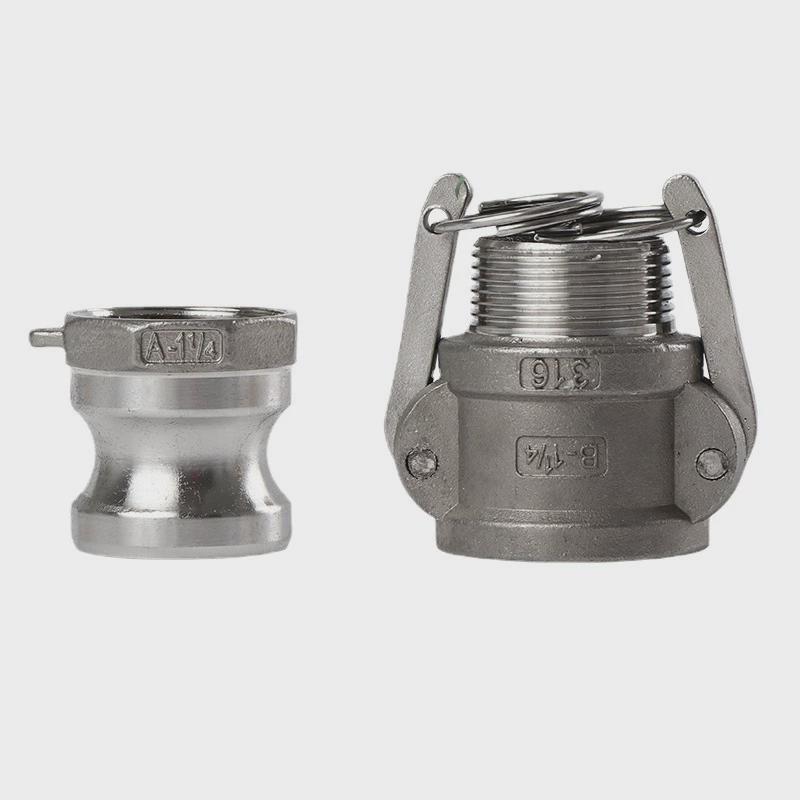 304/316L不锈钢扳把式快速接头A+DC公头内丝母头堵盖卡扣式活接