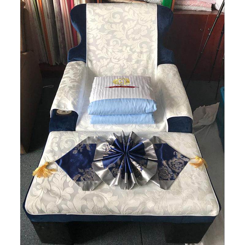 丝光提花足浴沙发巾四件套两件套足疗椅按摩店足疗床单防滑印字